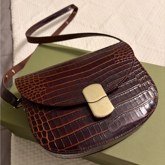 Sezane Claude Deep Red Croc-Embossed Crossbody Bag - Picture 11 of 11